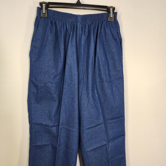 Alfred Dunner Womens Trouser Pants Size 8 Blue High Rise Pull On Straight Leg - Picture 4 of 8